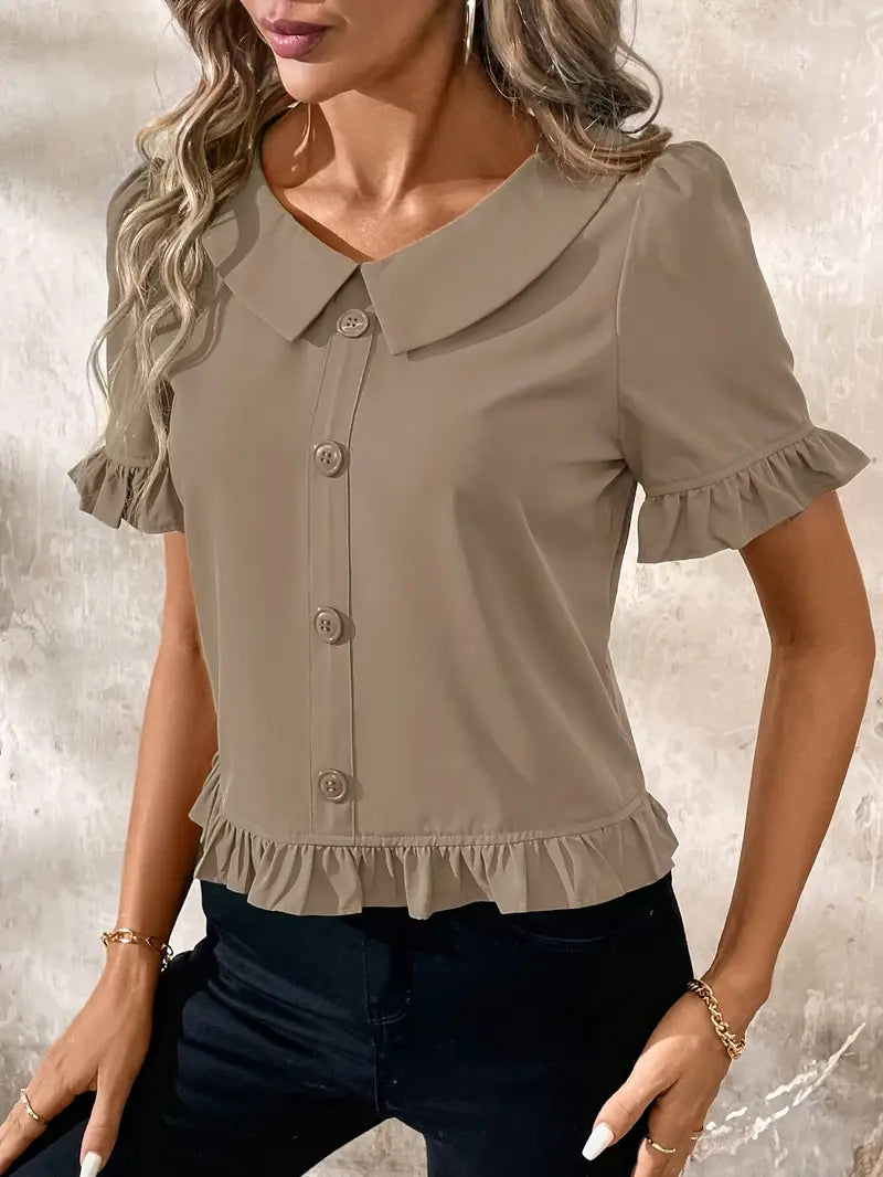 Eva | Elegant blus med volangdetaljer – 2+1 gratis