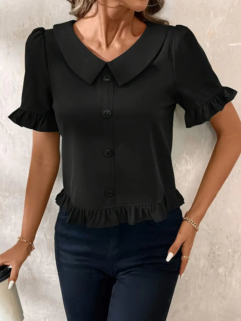 Eva | Elegant blus med volangdetaljer – 2+1 gratis