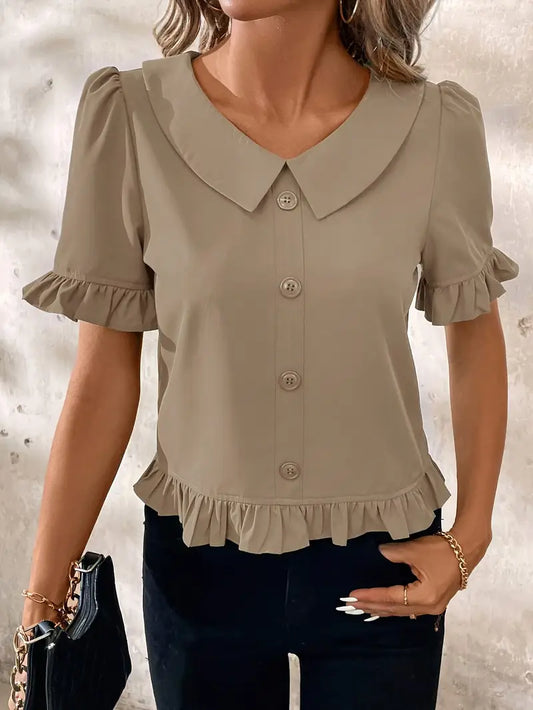Eva | Elegant blus med volangdetaljer – 2+1 gratis